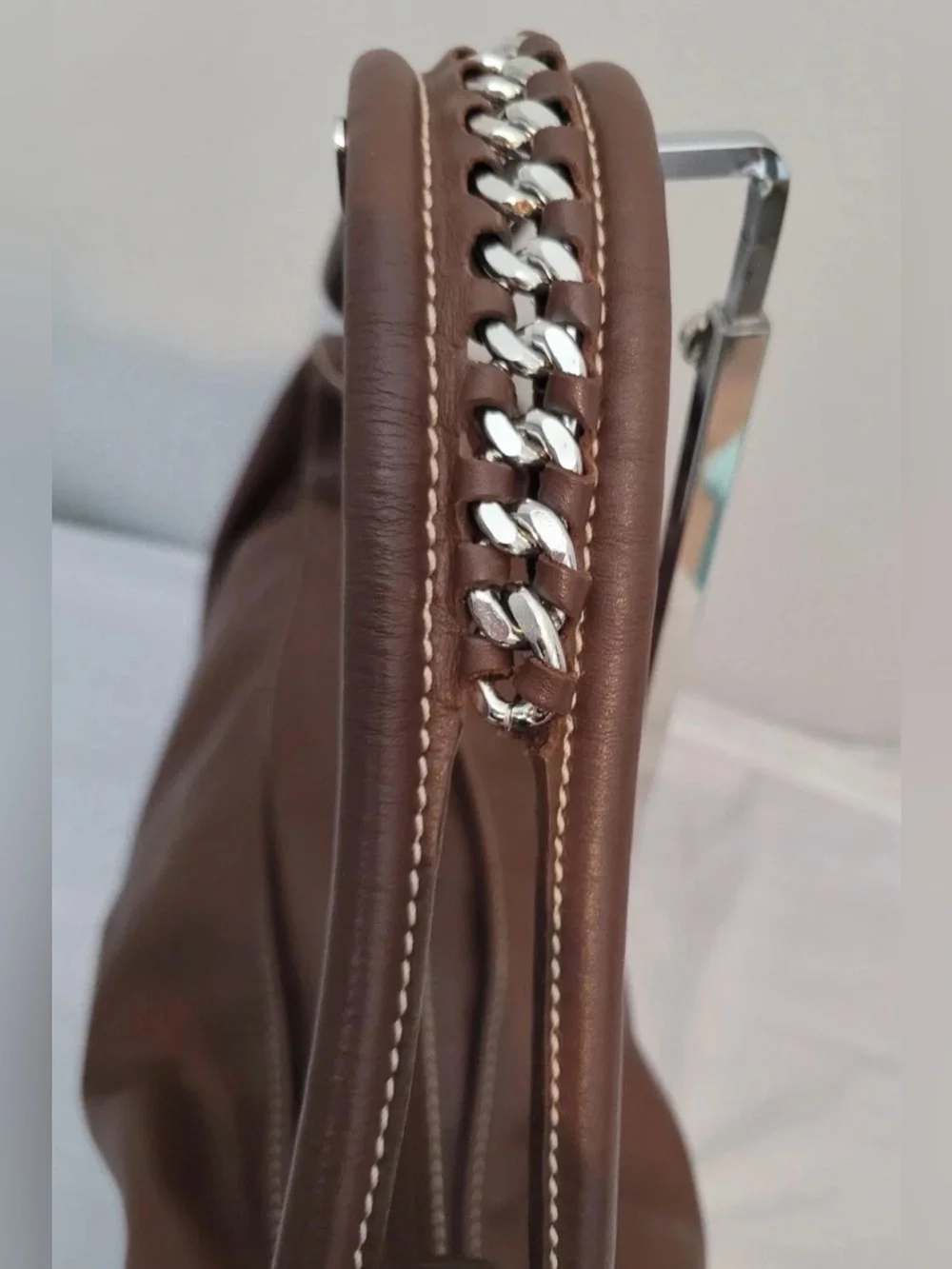 Oki-Doki Brown Faux Leather Hobo Shoulder Bag Made in Italy
